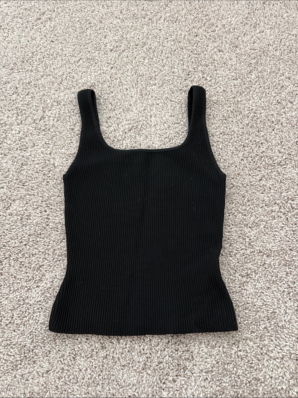Aritzia babaton Black Ribbed Square-Neck Tank Top - Women